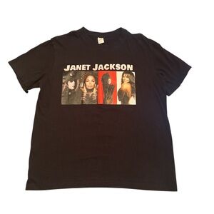 Janet Jackson Graphic Tee Black Cotton Size M